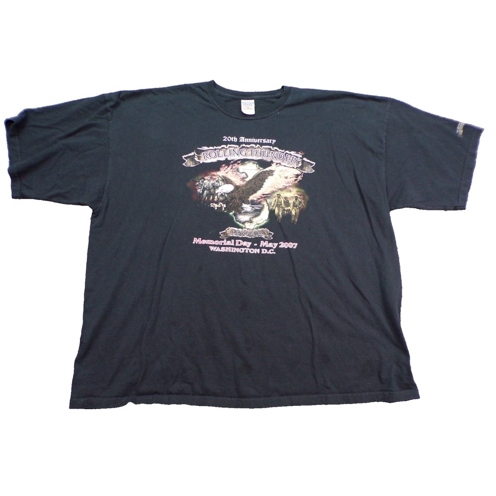POW MIA Rolling Thunder 2007 Washington DC Mall Black Graphic T shirt Size 4XL